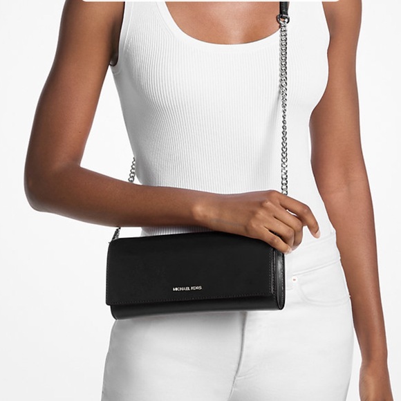 MICHAEL KORS Jet Set Medium Leather Flap Clutch Crossbody Shoulder Bag Wallet - Picture 12 of 16